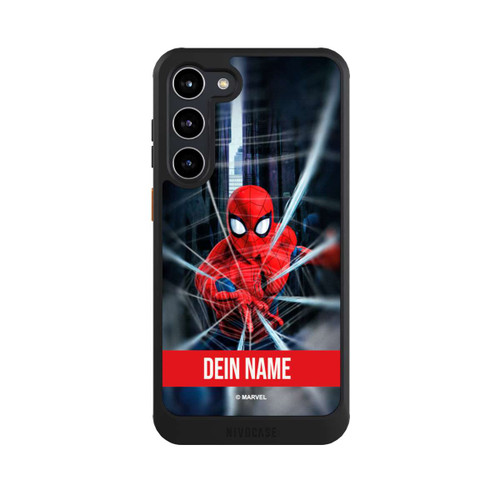 Samsung Galaxy S23+ NIVOcore Spiderman Webs in Action Personalisierbar