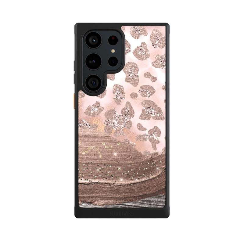 Galaxy S23 Ultra NIVOcore Silberner Leoparden Glitzerlook
