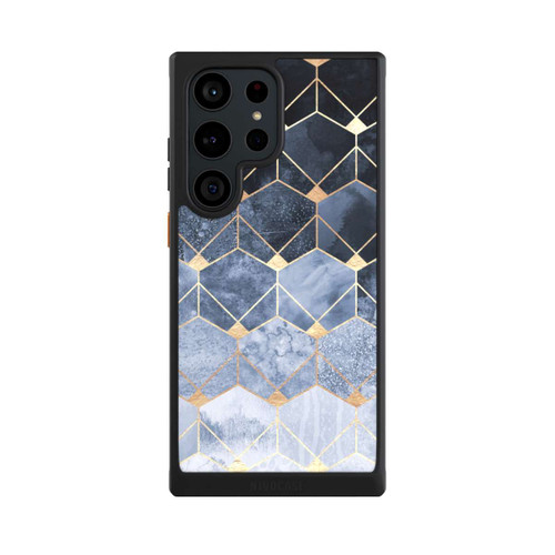Samsung Galaxy S23 Ultra NIVOcore Blaue Sechsecke und Diamanten Golddruck