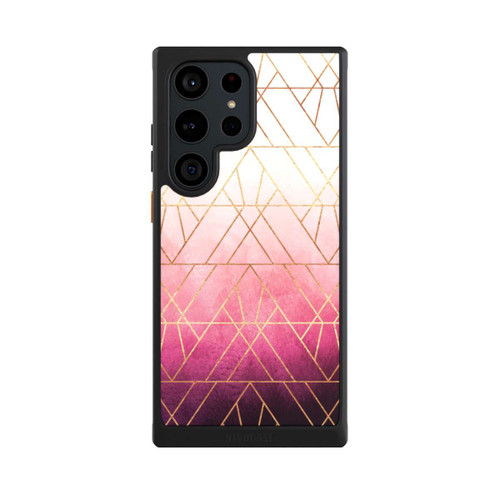 Samsung Galaxy S23 Ultra NIVOcore Pink Ombre Triangles Gold Print