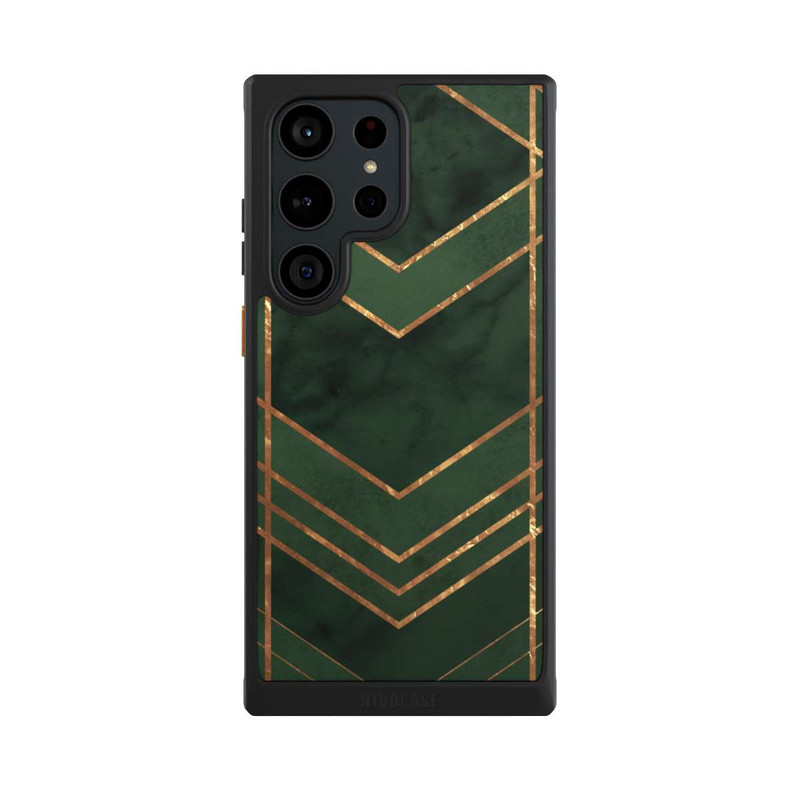 Galaxy S23 Ultra NIVOcore Dark Green Pattern Golden Stripes