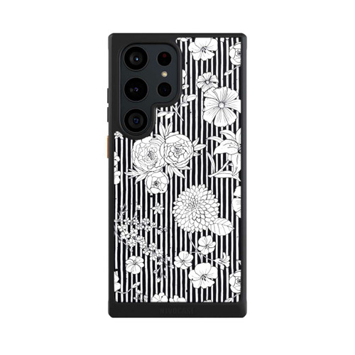 Samsung Galaxy S23 Ultra NIVOcore Fleurs et rayures noir et blanc