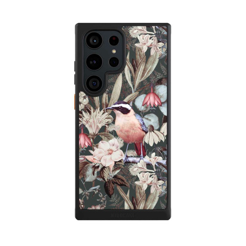 Samsung Galaxy S23 Ultra NIVOcore Orangefarbener Vogel im Vintage Blumenmuster
