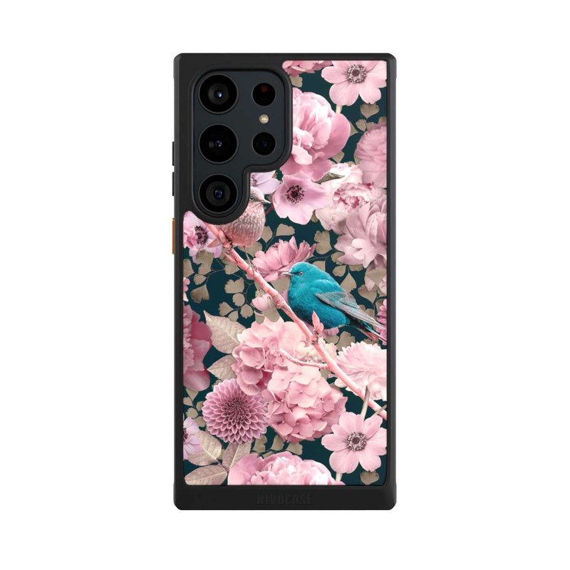 Galaxy S23 Ultra NIVOcore Moineaux à motif de fleurs roses