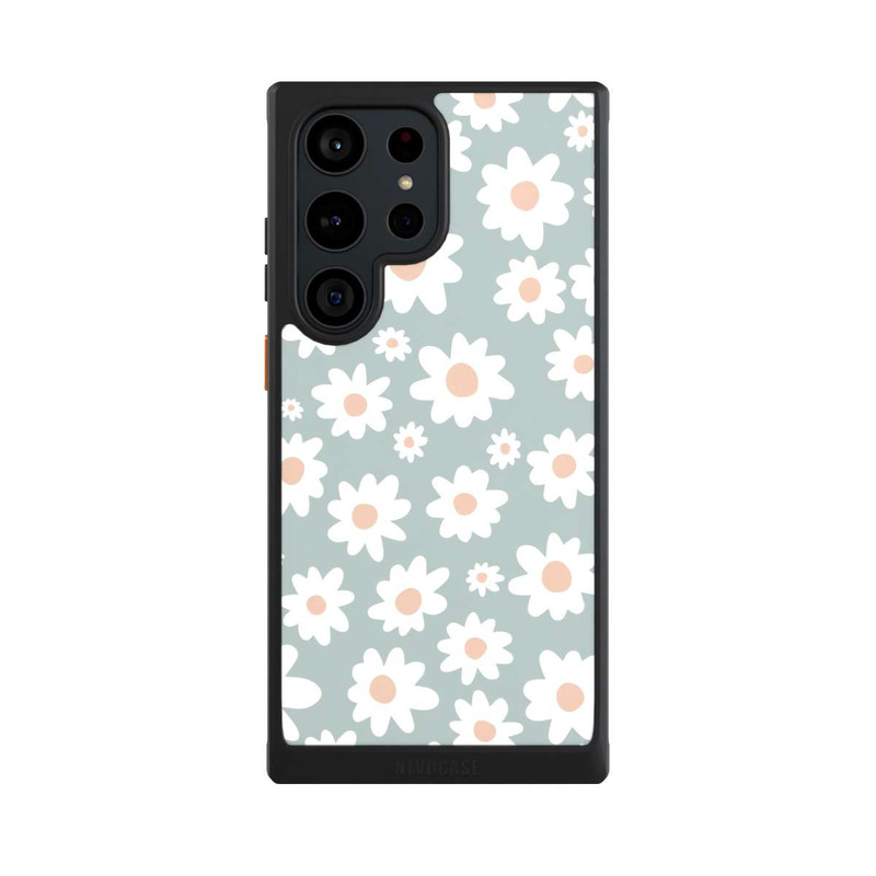Galaxy S23 Ultra NIVOcore Daisy Flower Seamless Pattern Green