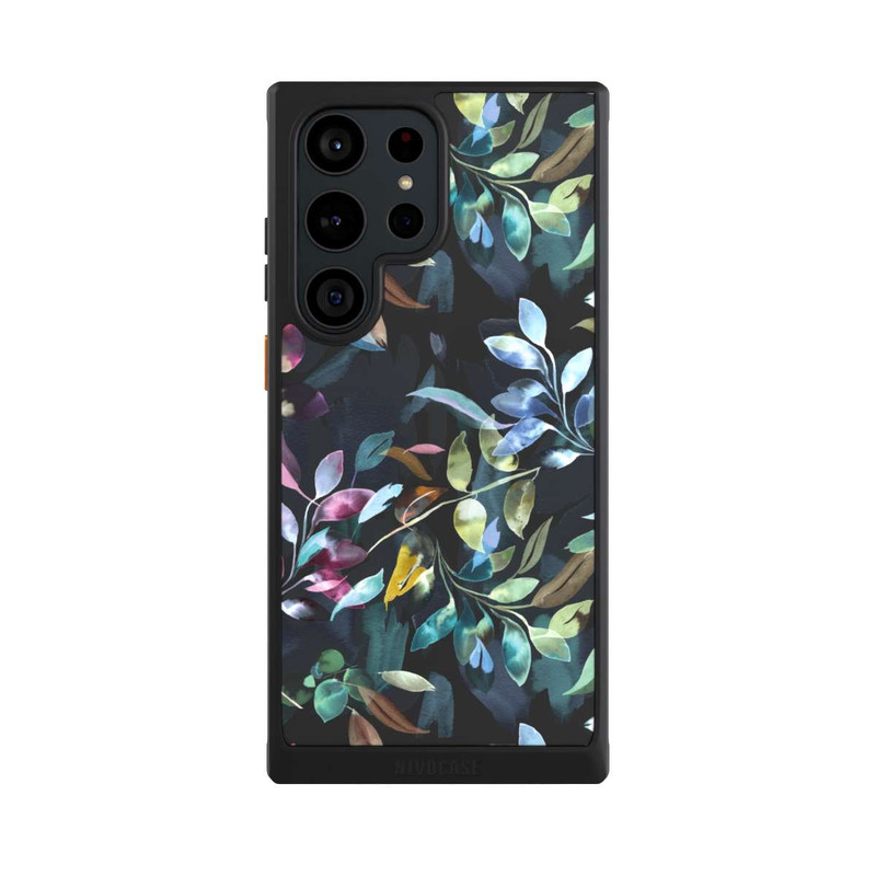 Galaxy S23 Ultra NIVOcore Aquarelle Feuilles Mystiques Noir