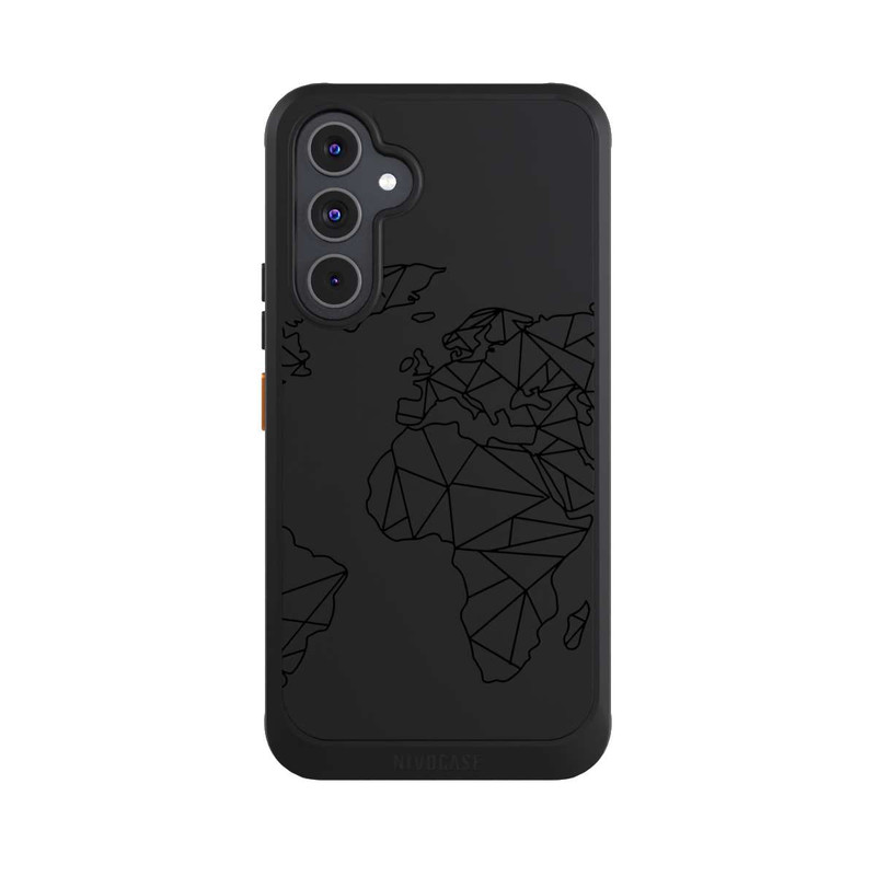 Galaxy A54 5G NIVOcore Polygon Weltkarte Schwarz ohne Hintergrund