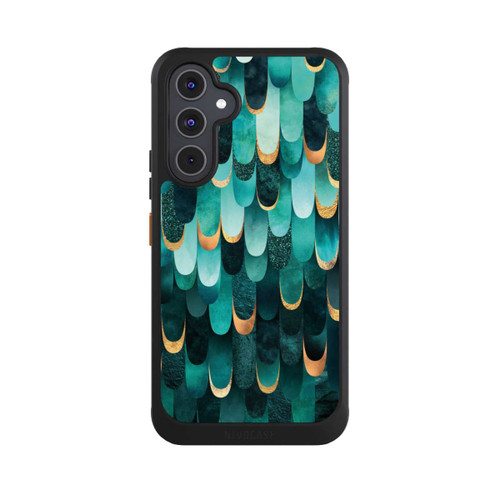 Samsung Galaxy A54 5G NIVOcore Imprimé or turquoise à plumes
