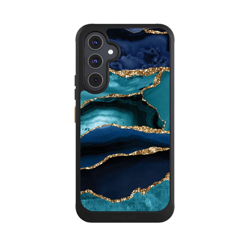 Galaxy A54 5G NIVOcore Dark and Light Blue Marble Gold Glitter Look