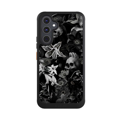 Samsung Galaxy A54 5G NIVOcore Totenköpfe und Blumen auf schwarzem Hintergrund