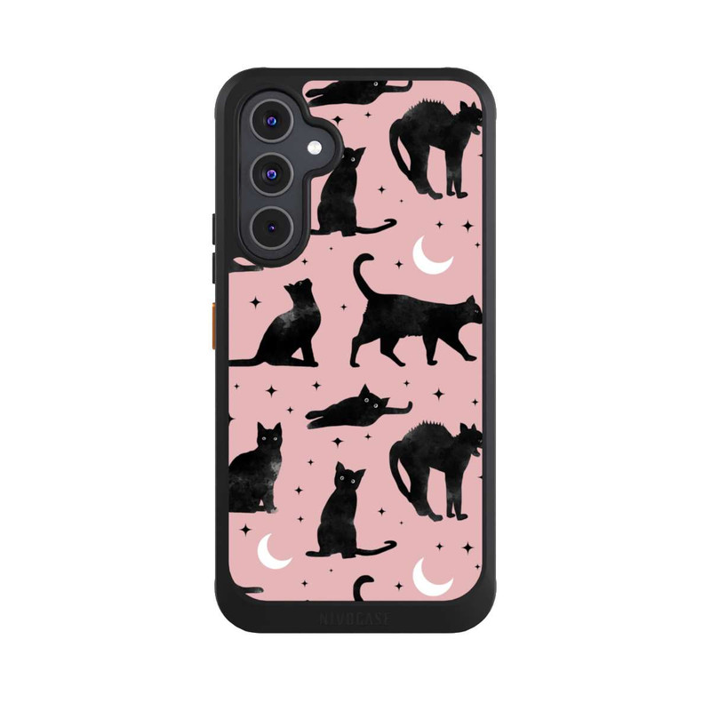 Galaxy A54 5G NIVOcore Katzen und Mond auf Rosa