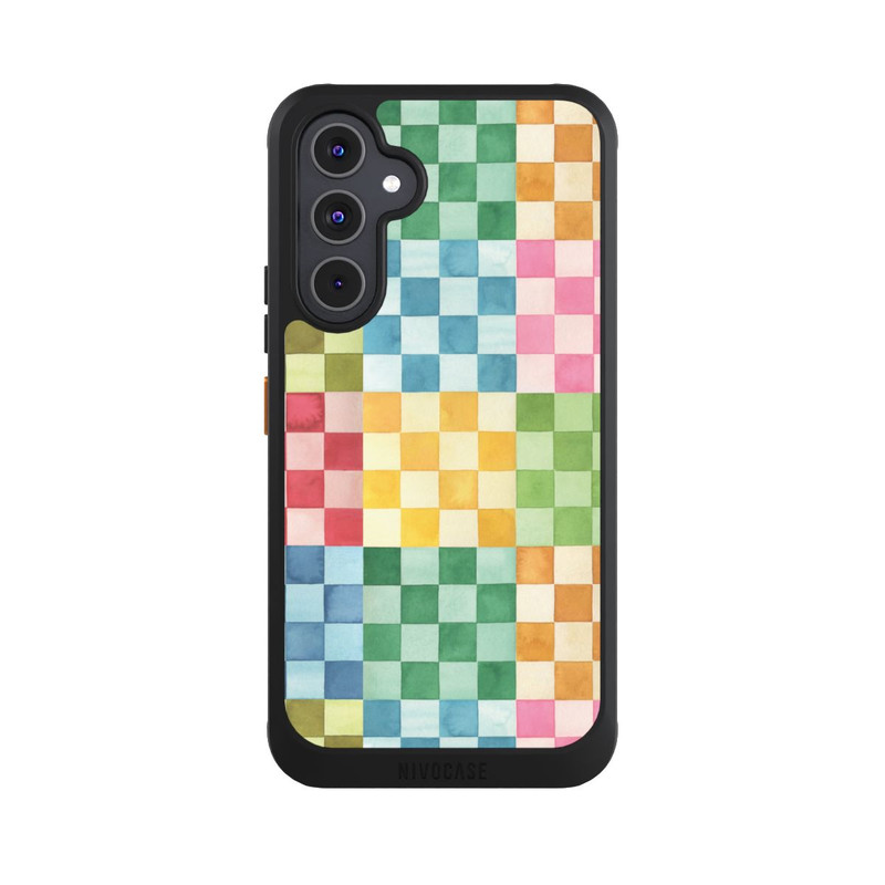 Galaxy A54 5G NIVOcore Checkerboard Watercolor Chess Geometric Red