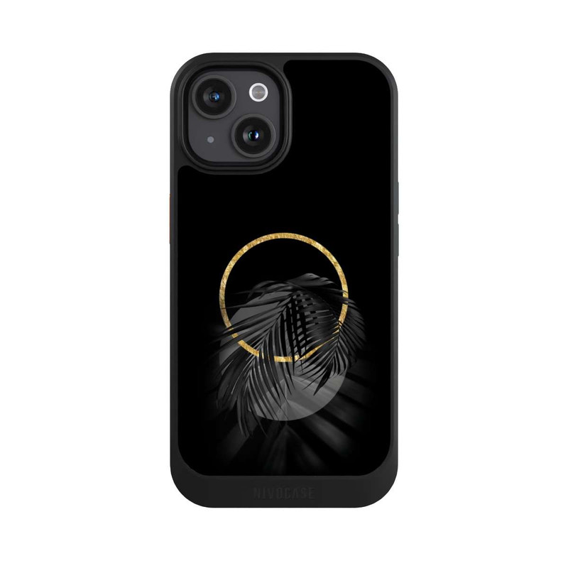 iPhone 15 NIVOcore Black Tropical Leaf