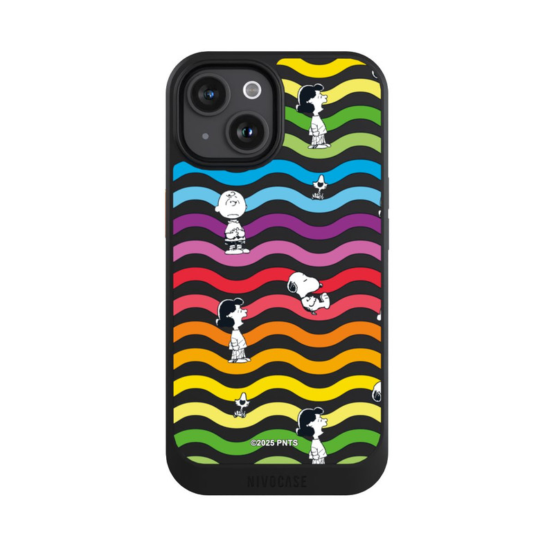 iPhone 15 NIVOcore Snoopy Pattern Rainbow Transparent