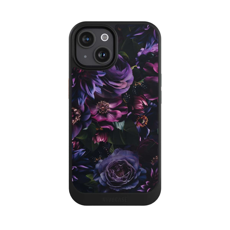 iPhone 15 NIVOcore Dunkle Lila Blüten 