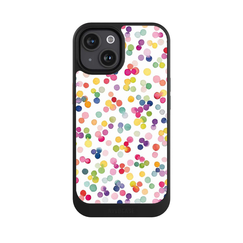 iPhone 15 NIVOcore Watercolour Punkte Bunt