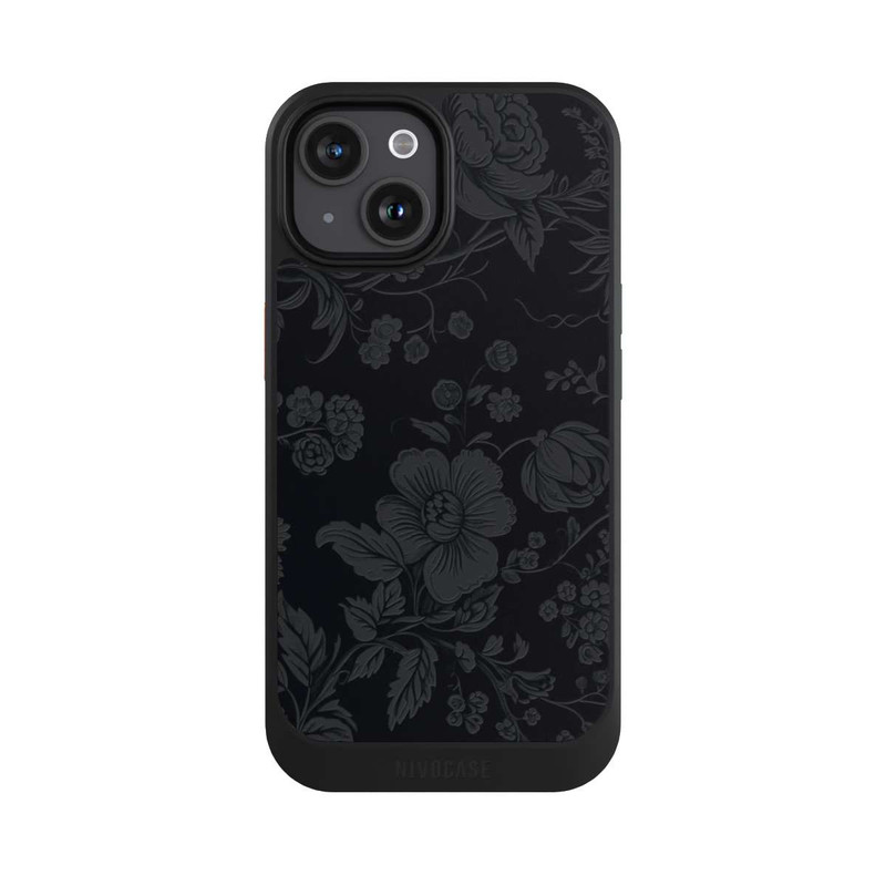 iPhone 15 NIVOcore Dunkle Blumen Vintageoptik