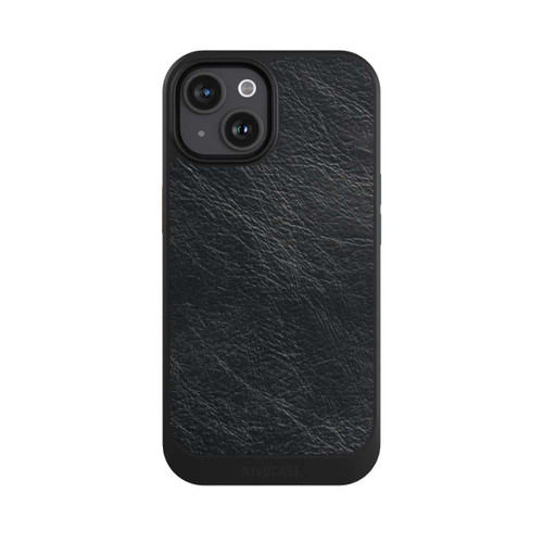 Apple iPhone 15 NIVOcore Schwarzer Lederlook Hintergrund