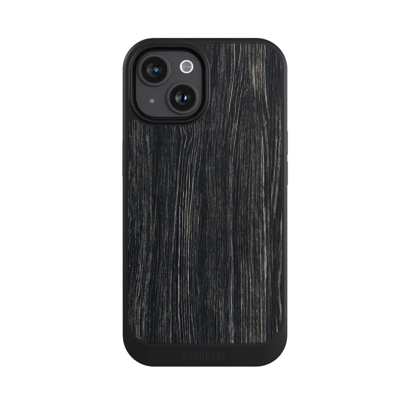iPhone 15 NIVOcore Dunkle Holzstruktur