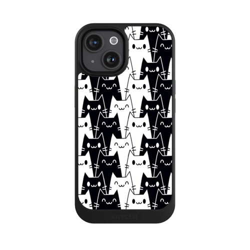 Apple iPhone 15 NIVOcore Katzentapete Schwarz Weiß