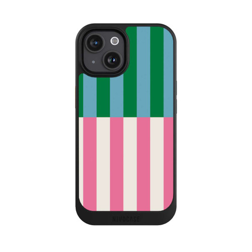Apple iPhone 15 NIVOcore Motif Rayé Vert Rose