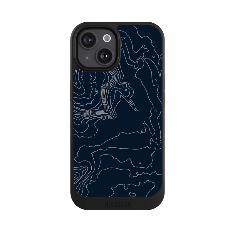 iPhone 15 NIVOcore Berg Höhenlinien Dunkel