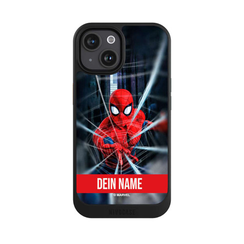 Apple iPhone 15 NIVOcore Spiderman Webs in Action Personalisierbar