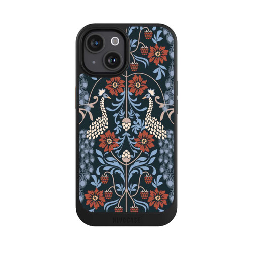 Apple iPhone 15 NIVOcore Vintage Peacock Garden Arts and Crafts Floral Dark