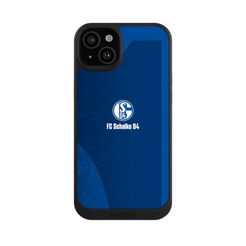 Apple iPhone 15 Plus NIVOcore Schalke 04 Blauer Hintergrund Mit Logo