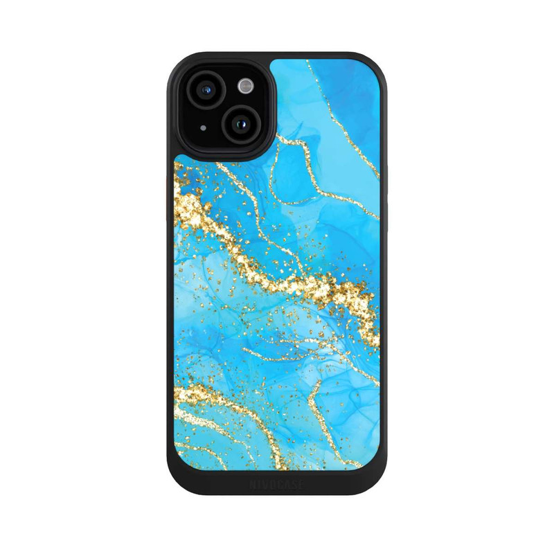 iPhone 15 Plus NIVOcore Türkis-goldene Tapete
