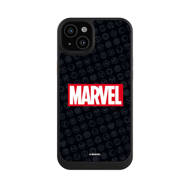 iPhone 15 Plus NIVOcore Marvel Logo Noir Rouge