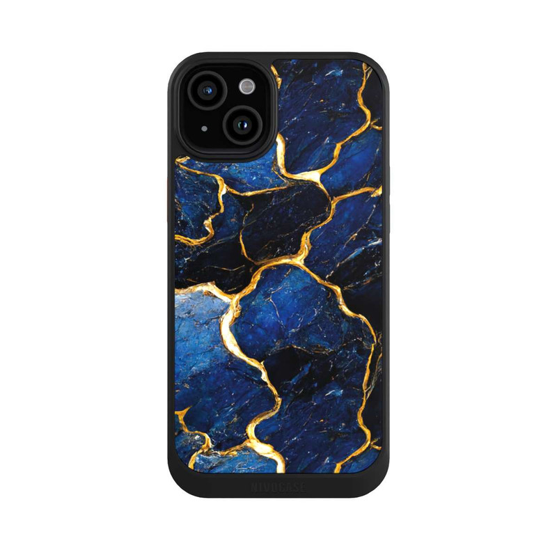 iPhone 15 Plus NIVOcore Blue Marble Gold Print Layers