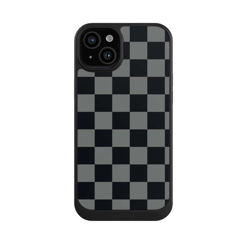 iPhone 15 Plus NIVOcore Schachbrett Schwarz Grau