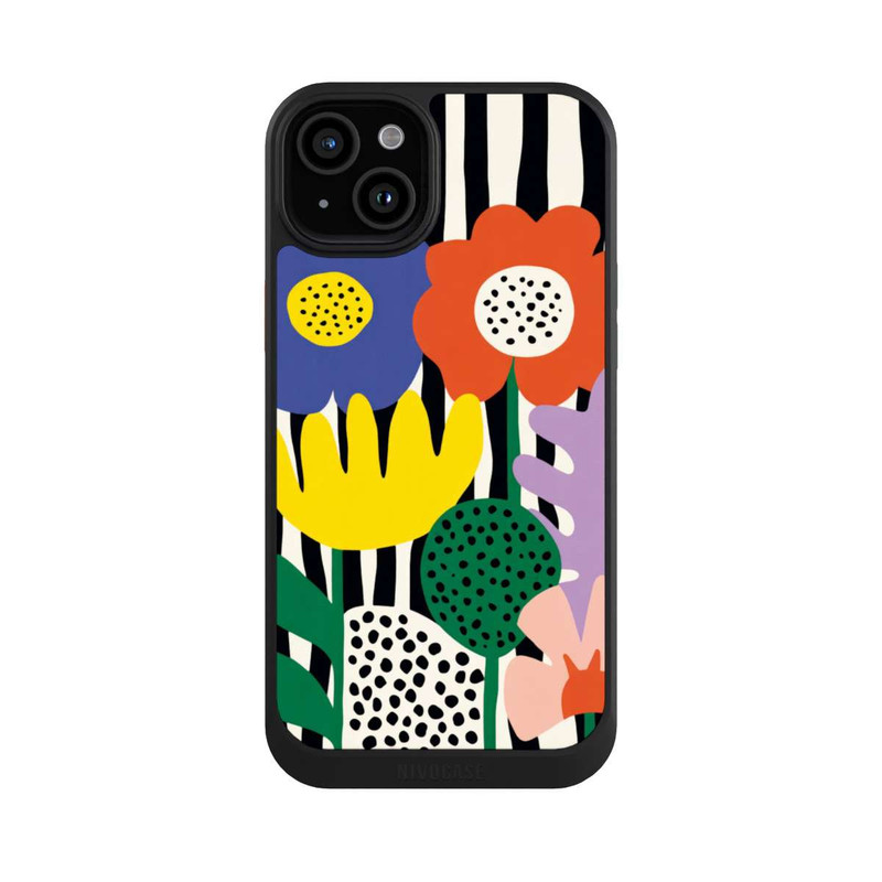 iPhone 15 Plus NIVOcore Flowers Striped Background