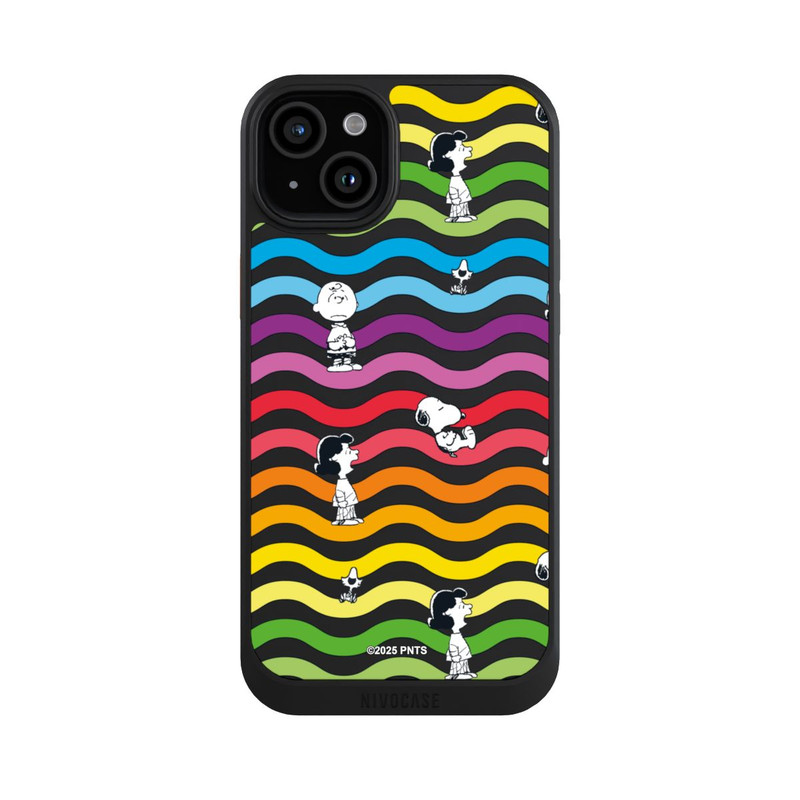 iPhone 15 Plus NIVOcore Snoopy Pattern Rainbow Transparent