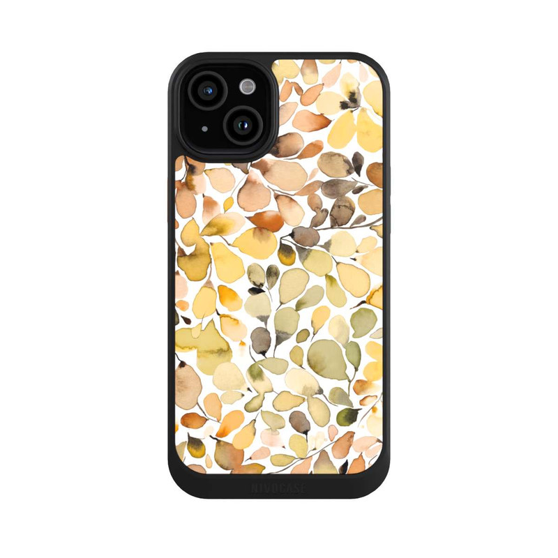 iPhone 15 Plus NIVOcore Eucalyptus Watercolor Leaves Brown Autumn