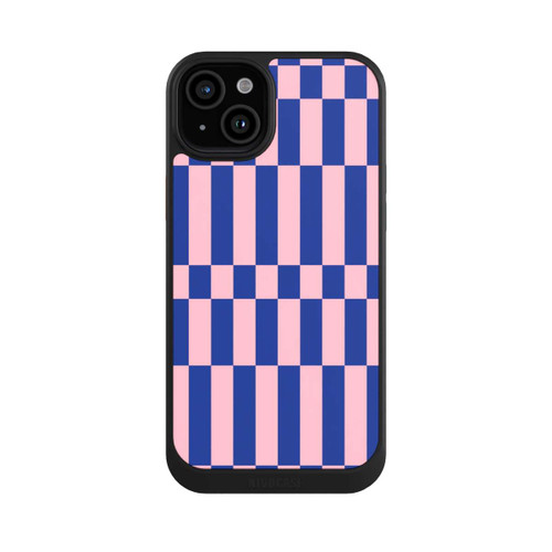 Apple iPhone 15 Plus NIVOcore Checked Abstract Bold Electric Blue and Pink Color Block