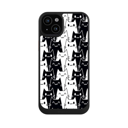 Apple iPhone 15 Plus NIVOcore Katzentapete Schwarz Weiß