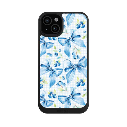 Apple iPhone 15 Plus NIVOcore Blaue Schleifen und Blaubeeren mit KI
