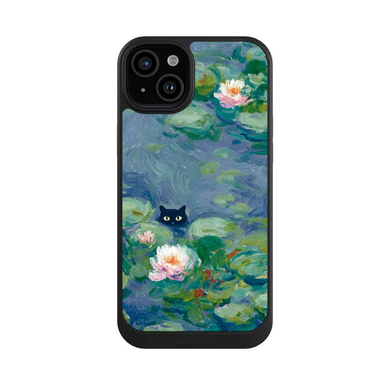 iPhone 15 Plus NIVOcore Katze im Teich Monet Gemälde Impressionismus