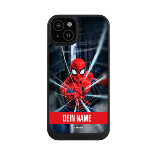 Apple iPhone 15 Plus NIVOcore Spiderman Webs in Action Personalisierbar