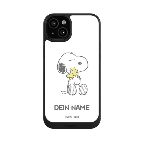 Apple iPhone 15 Plus NIVOcore Snoopy And Woodstock Cuddling Personalisierbar
