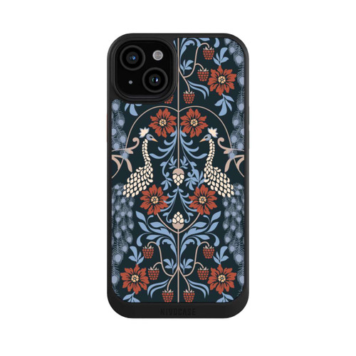 Apple iPhone 15 Plus NIVOcore Vintage Peacock Garden Arts and Crafts Floral Dark