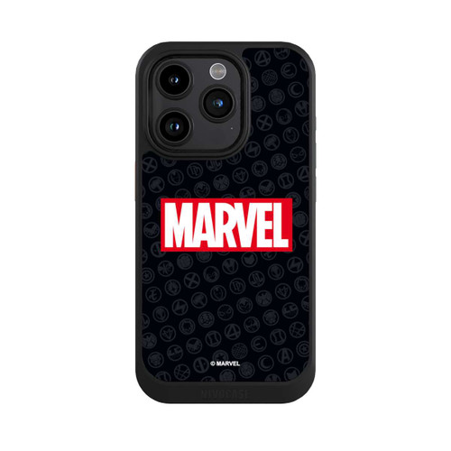 Apple iPhone 15 Pro NIVOcore Marvel Logo Noir Rouge