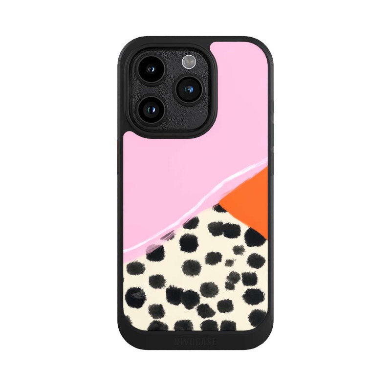 iPhone 15 Pro NIVOcore Rosa und Orange Gepunkteter Hintergrund