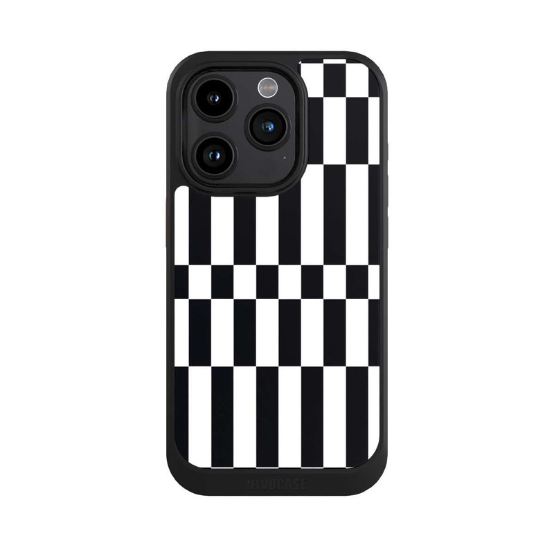 iPhone 15 Pro NIVOcore Checked Abstract Bold Black and White Color Block