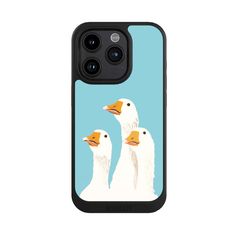 iPhone 15 Pro NIVOcore Drei Gänse Hellblau mit KI