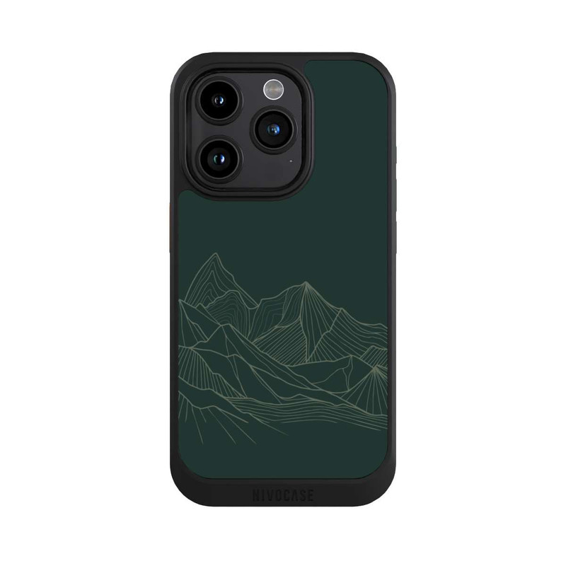 iPhone 15 Pro NIVOcore Dessin Au Trait De Montagne Vert