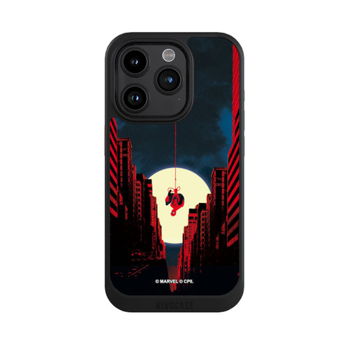 Apple iPhone 15 Pro NIVOcore Spider-Man Marvel between Skyscrapers