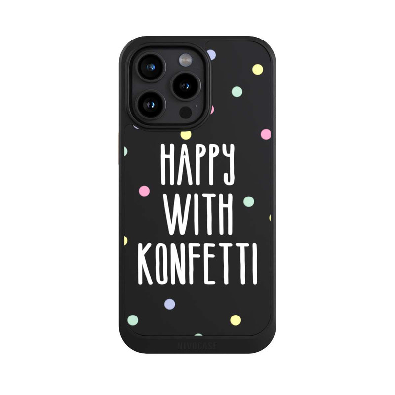 iPhone 15 Pro Max NIVOcore Happy with Konfetti White ohne Hintergrund